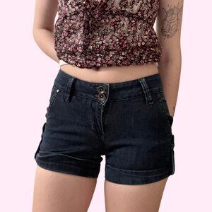 Vintage Dish Y2K Dark Wash Denim Low-Rise Shorts Size 25W